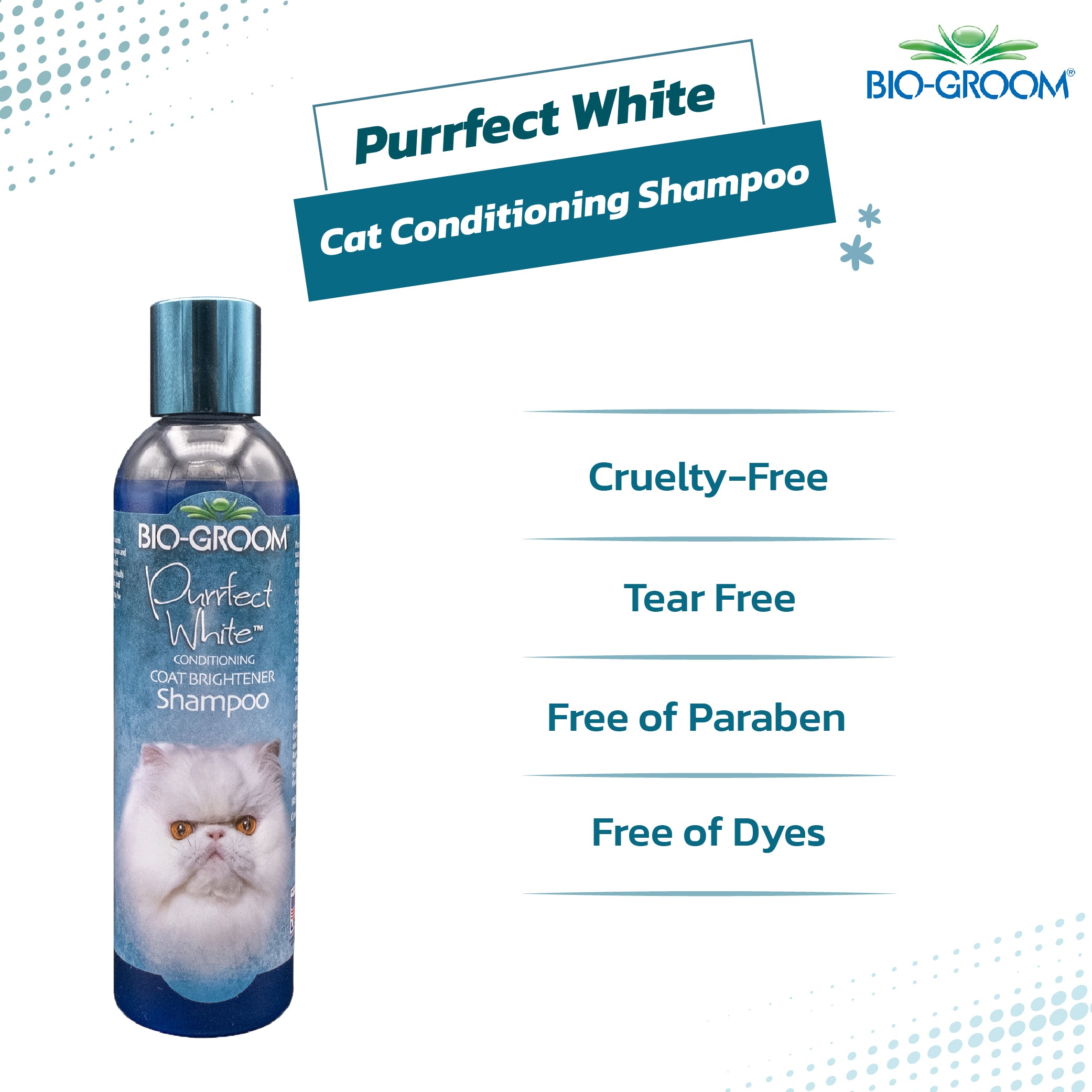 Bio-Groom Purrfect White Cat Conditioning Shampoo, 236 ml