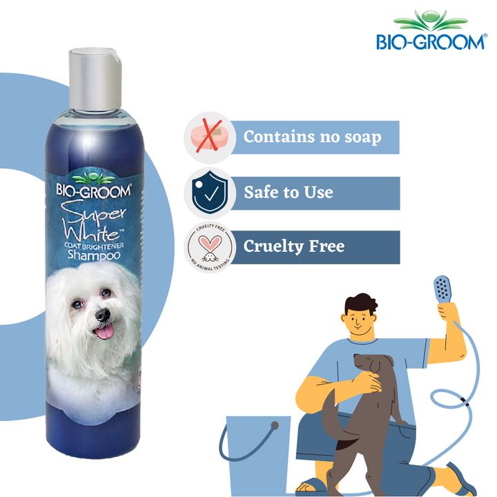 BiogroomSuper White Coat Brightening Dog Shampoo, bio groom perfect white shampoo