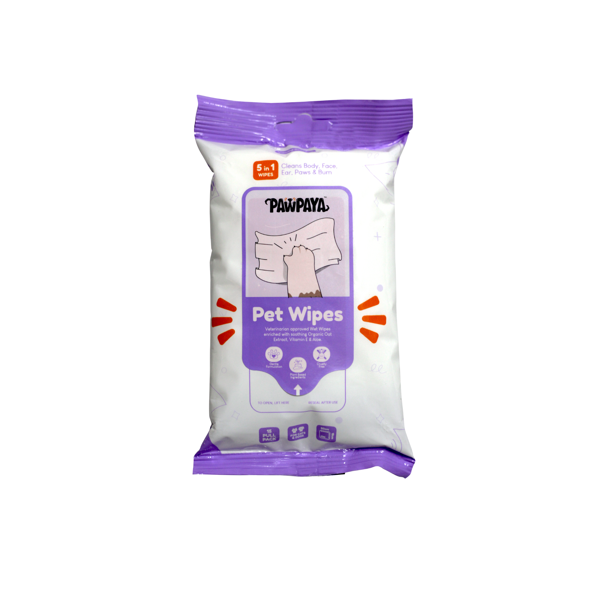 Pawpaya Pet Wipes Made for All Cats and Dogs | 40 Pull Pack