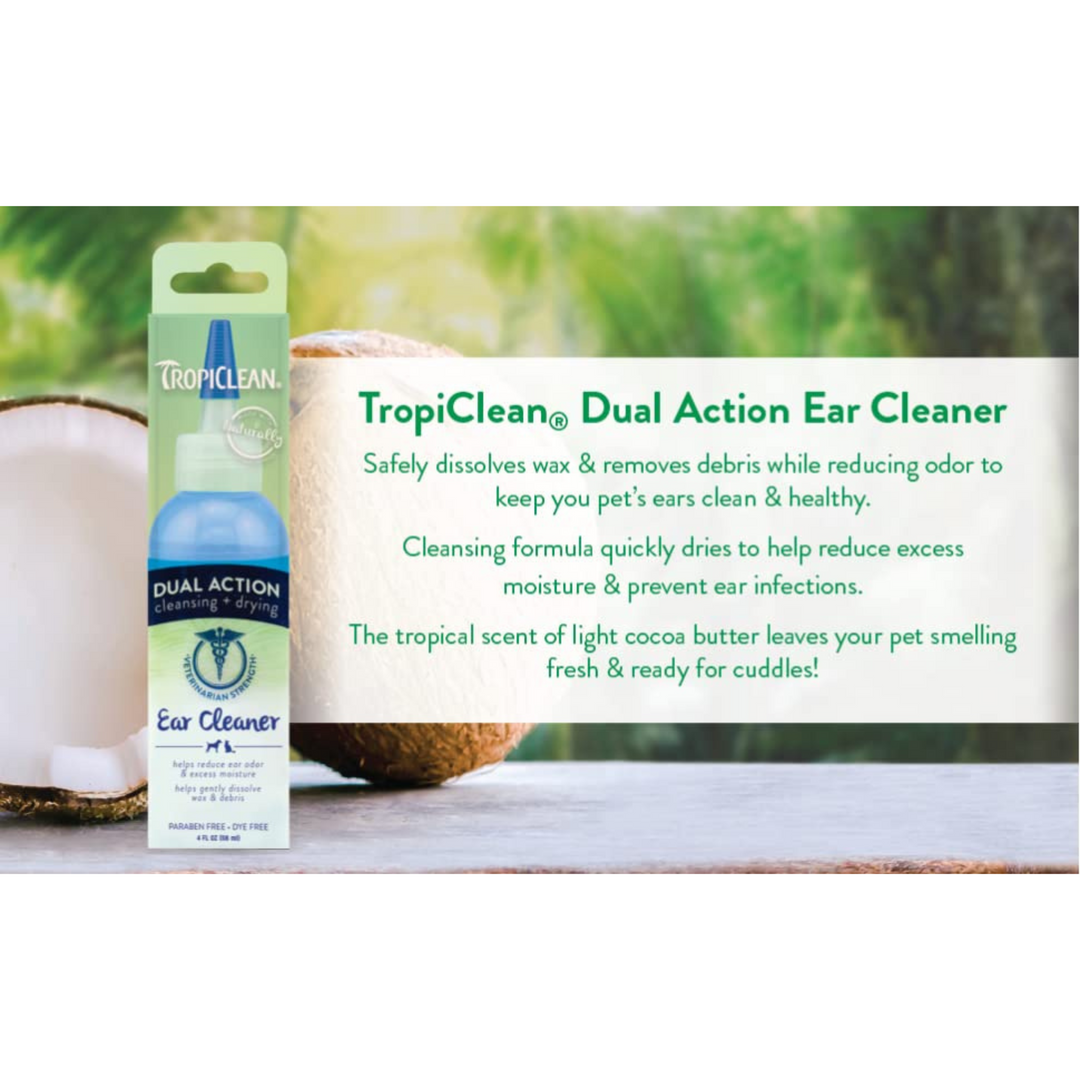 TropiClean Dual Action Ear Cleaner for Pets 118ml ABK grooming
