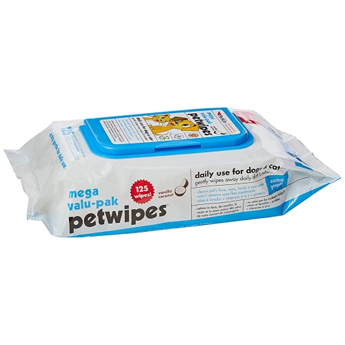 Petkin Pet Wipes Mega Value Pull Pack, 125 pcs