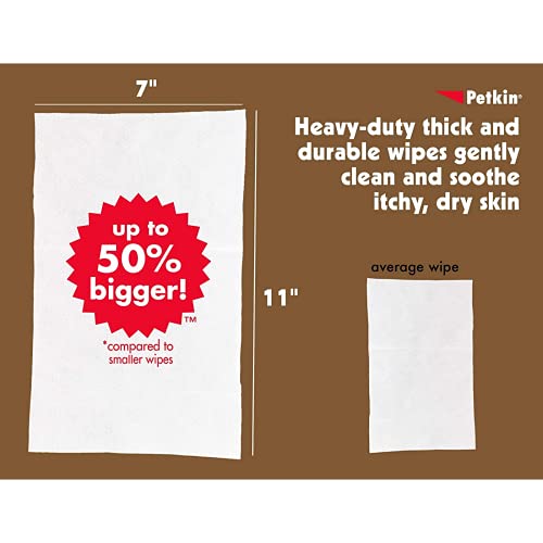 Petkin Big N Thick Oatmeal Pet Wipes, 100 Wipes