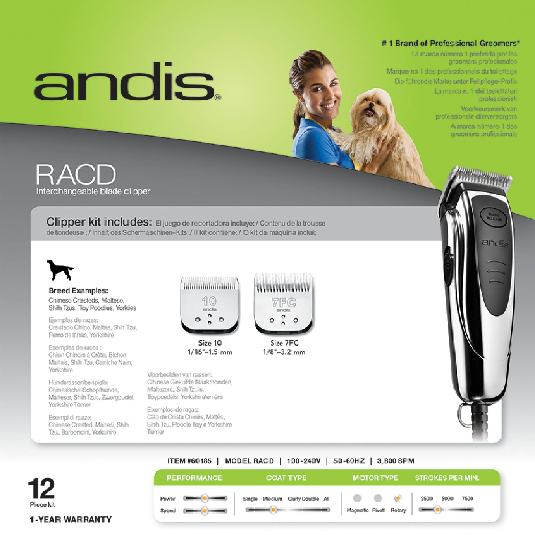 Andis RACD Powerful, Detachable Blade Clipper - Silver