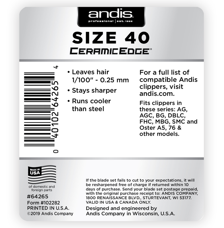 Andis Ceramic Edge Blade, Size 40