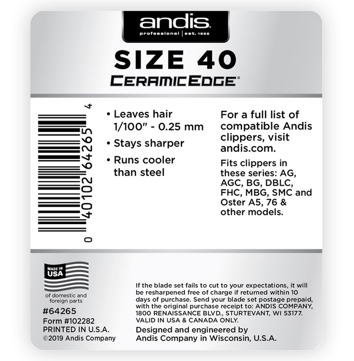 Andis Ceramic Edge Blade, Size 40