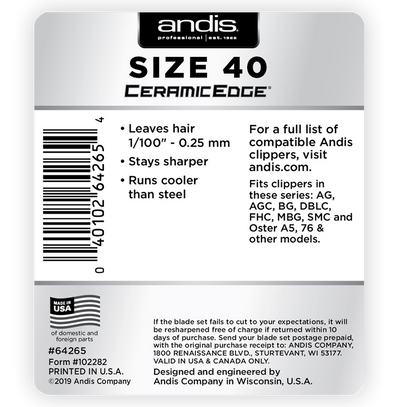 Andis Ceramic Edge Blade, Size 40