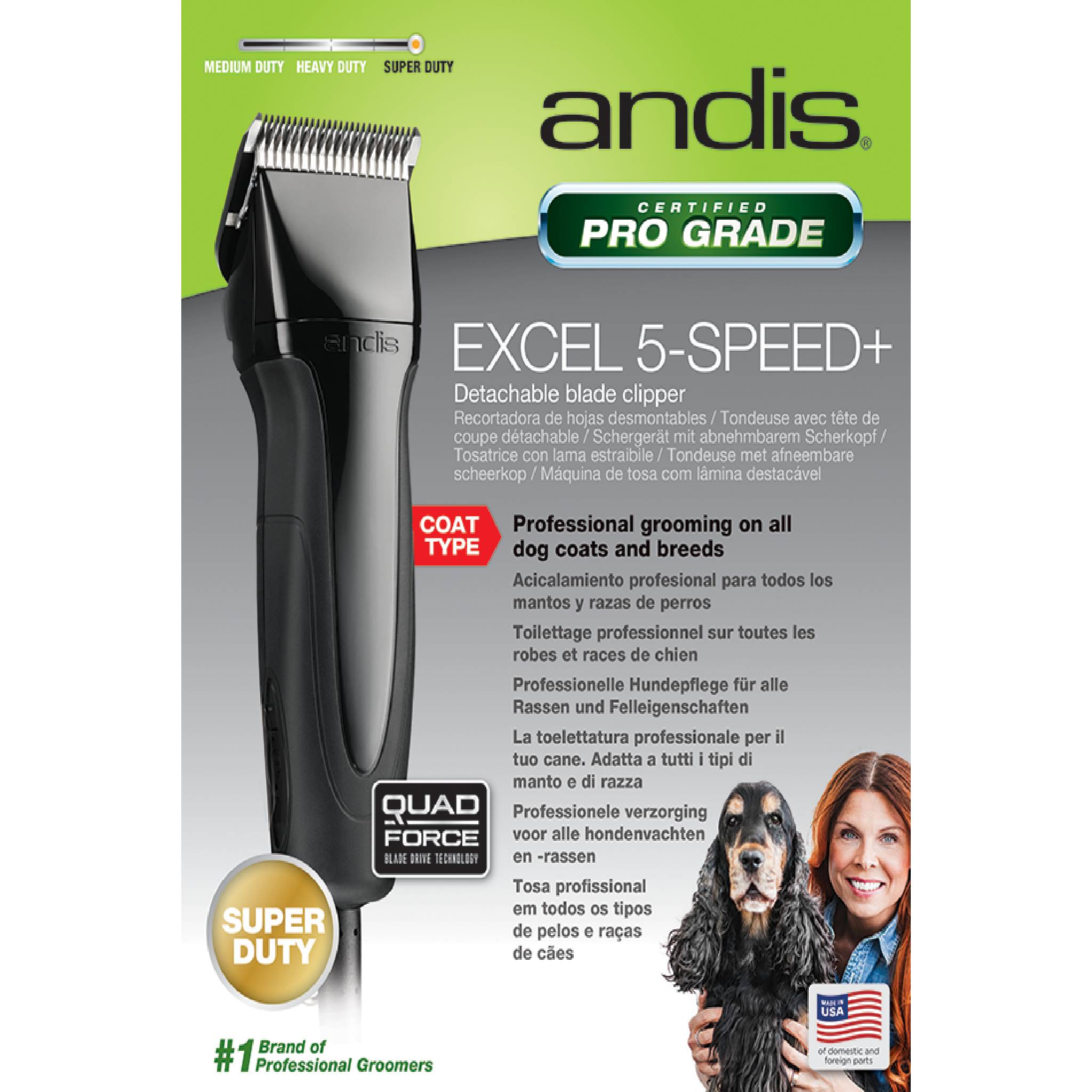 Andis  Excel 5-Speed Plus Detachable Blade Clipper - Burgundy - Black