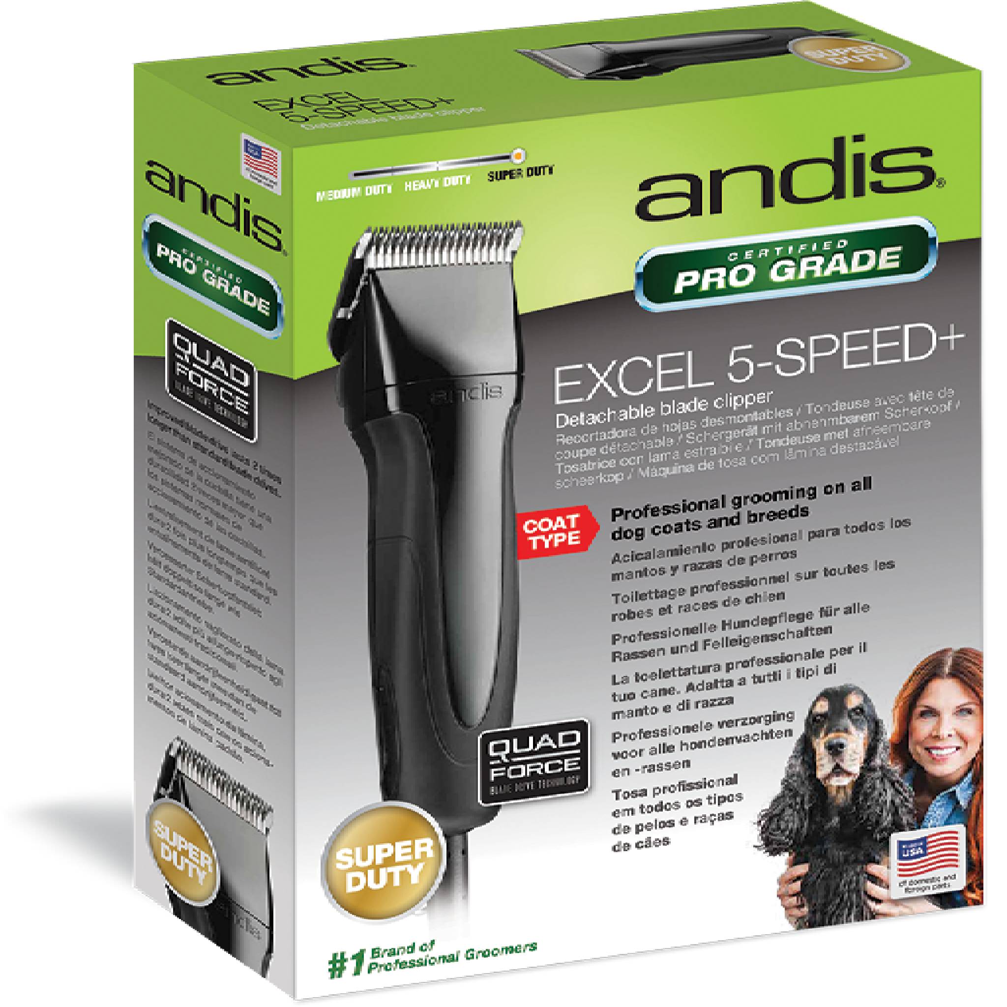 Andis  Excel 5-Speed Plus Detachable Blade Clipper - Burgundy - Black