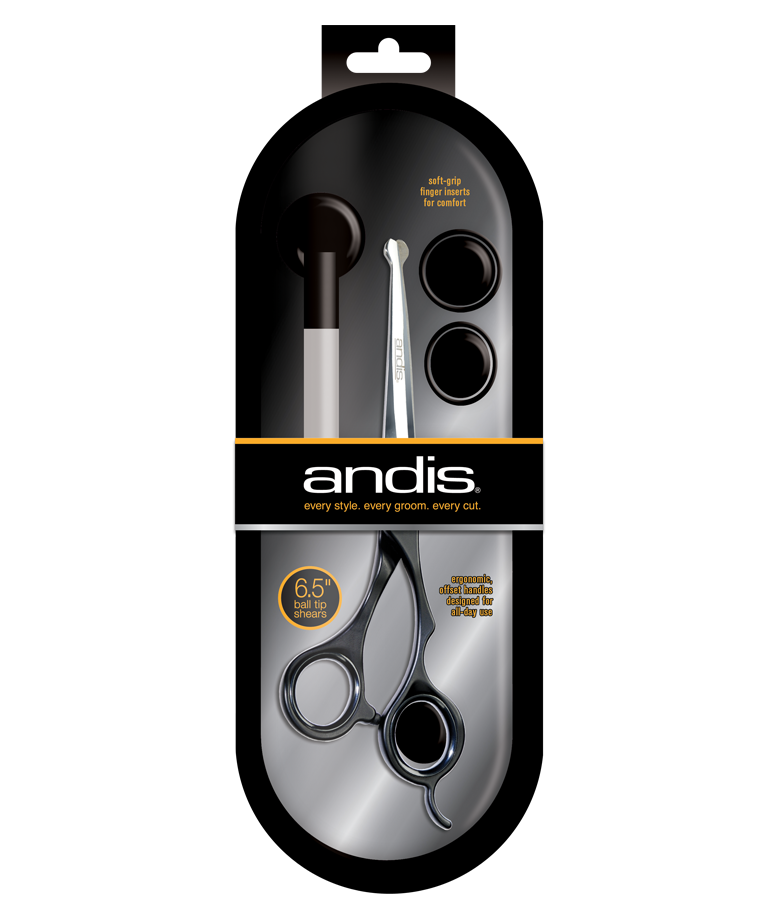 Andis Premium 6.5" Curved Ball Tip Shear For Pet Groomers- Right Handed - abkgrooming