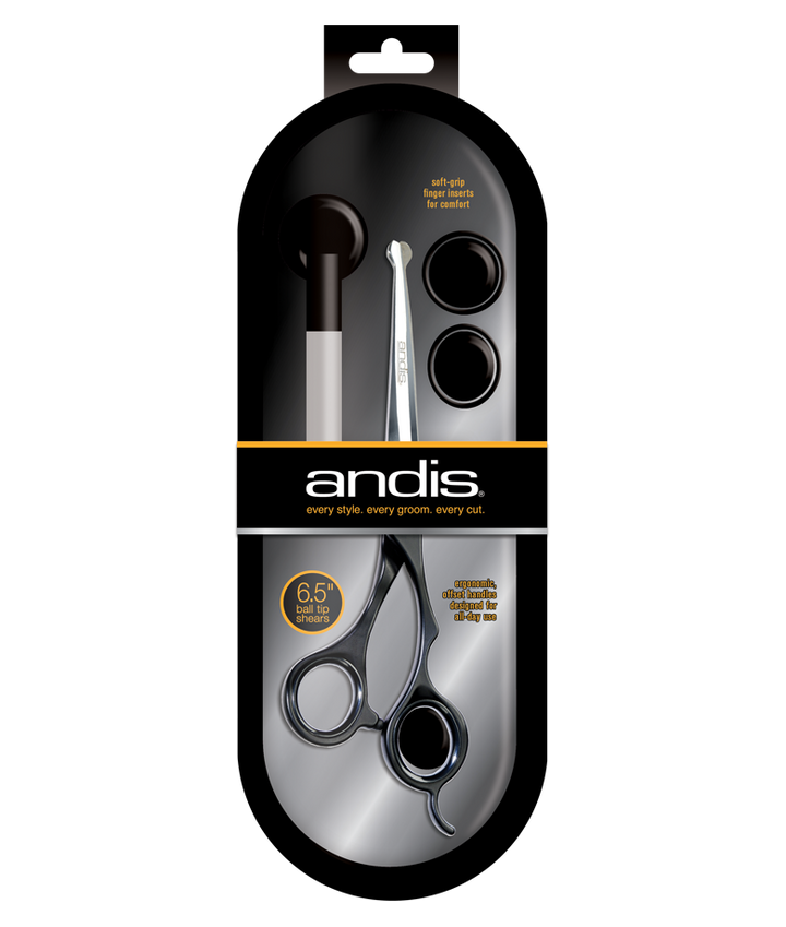 Andis Premium 6.5" Curved Ball Tip Shear For Pet Groomers- Right Handed - abkgrooming