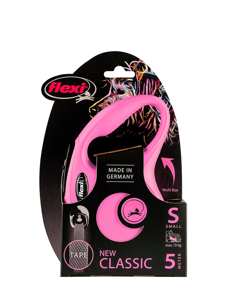 Flexi New Classic Automatic Dog Leash Pause and Lock Nylon Tape, Small