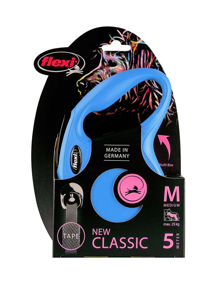 Flexi New Classic Automatic Dog Leash Pause and Lock Nylon Tape,  Medium