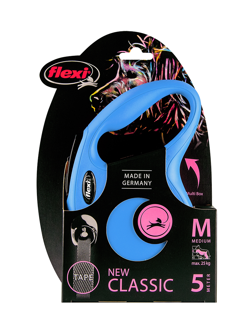 Flexi New Classic Automatic Dog Leash Pause and Lock Nylon Tape,  Medium
