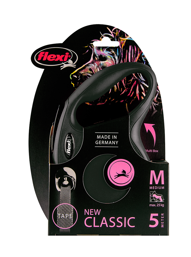 Flexi New Classic Automatic Dog Leash Pause and Lock Nylon Tape,  Medium