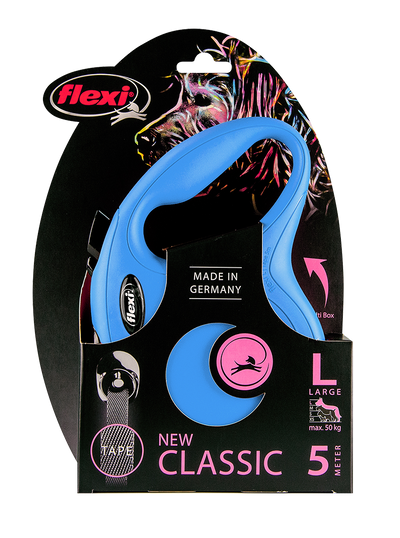 Flexi New Classic Automatic Dog Leash Pause and Lock Nylon Tape, Large