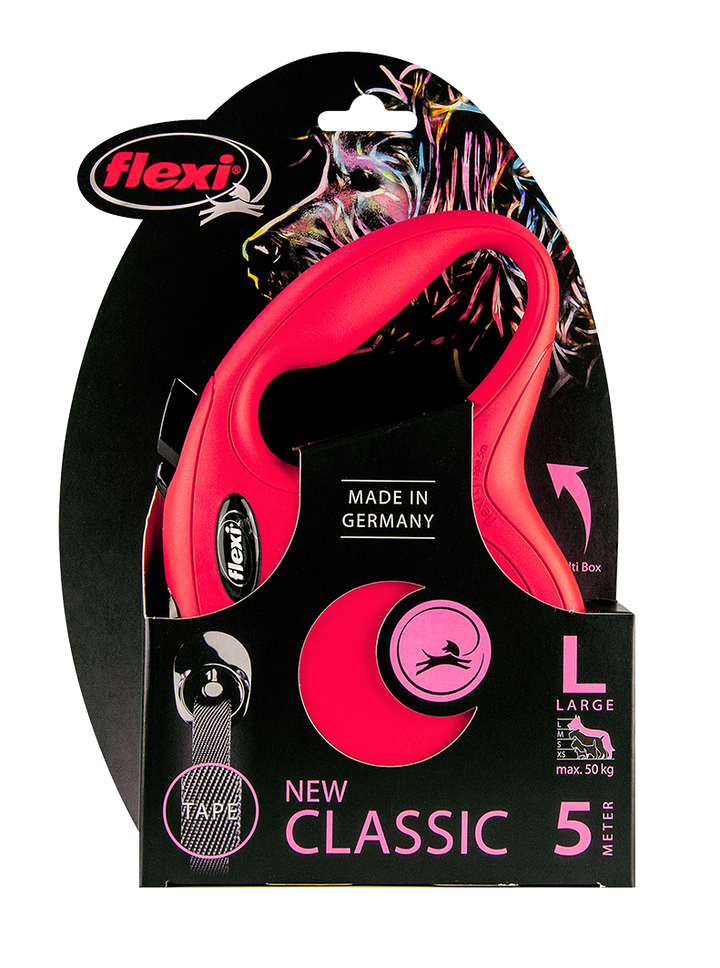 Flexi New Classic Automatic Dog Leash Pause and Lock Nylon Tape, Large