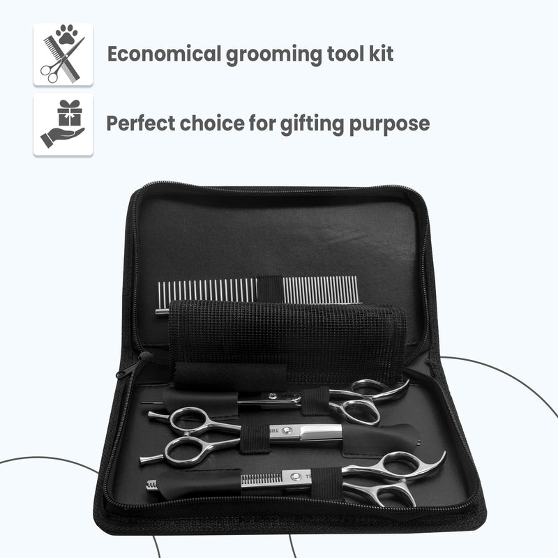 Trimz Trendy Dog Trimming Scissors Kit, 7" - Sparkling Silver