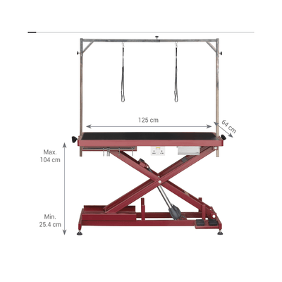 Aeolus Magna X-Pro Electric Lifting Pet Grooming Table ,Red Wine