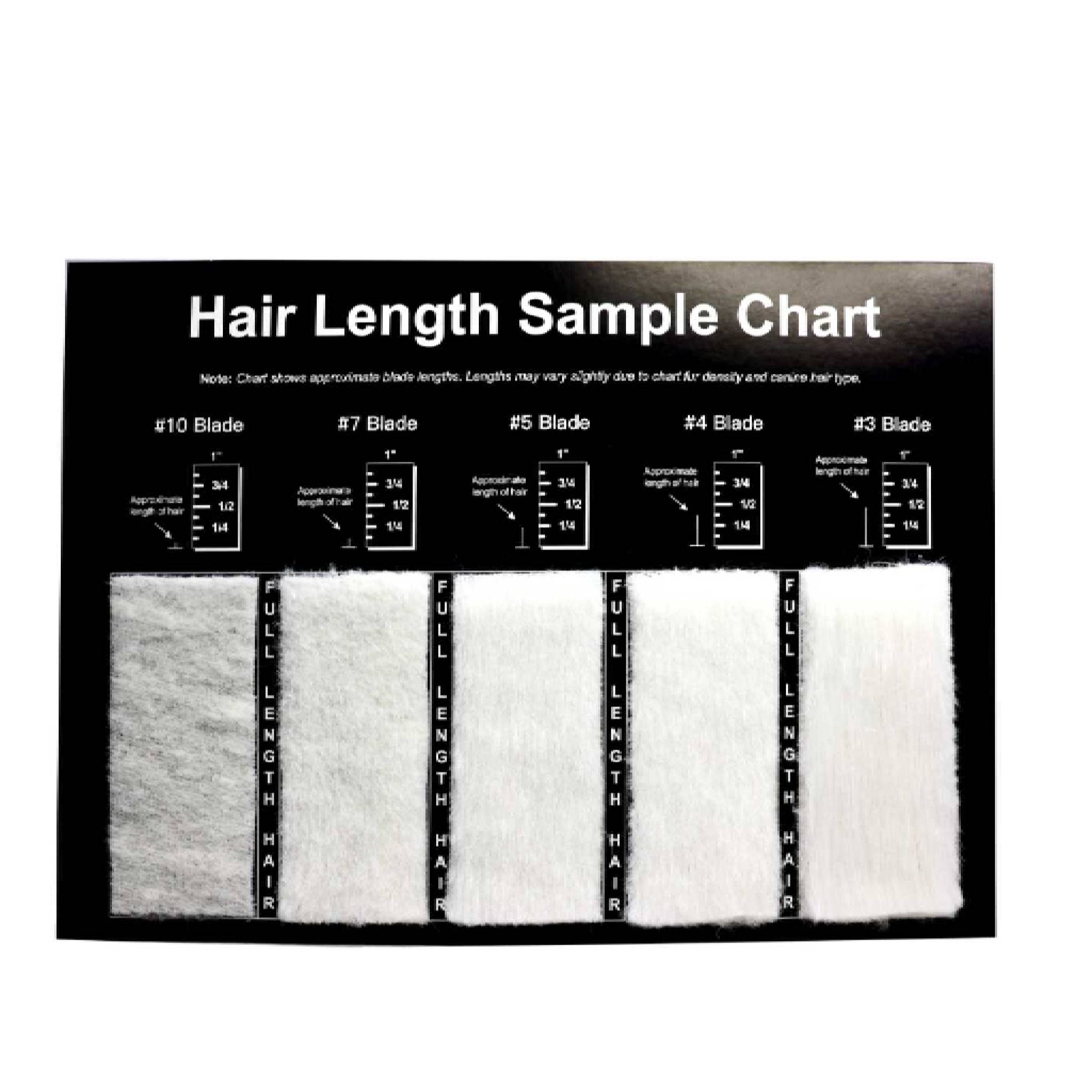 Aelous Hair Length Sample Chart for pet grooming