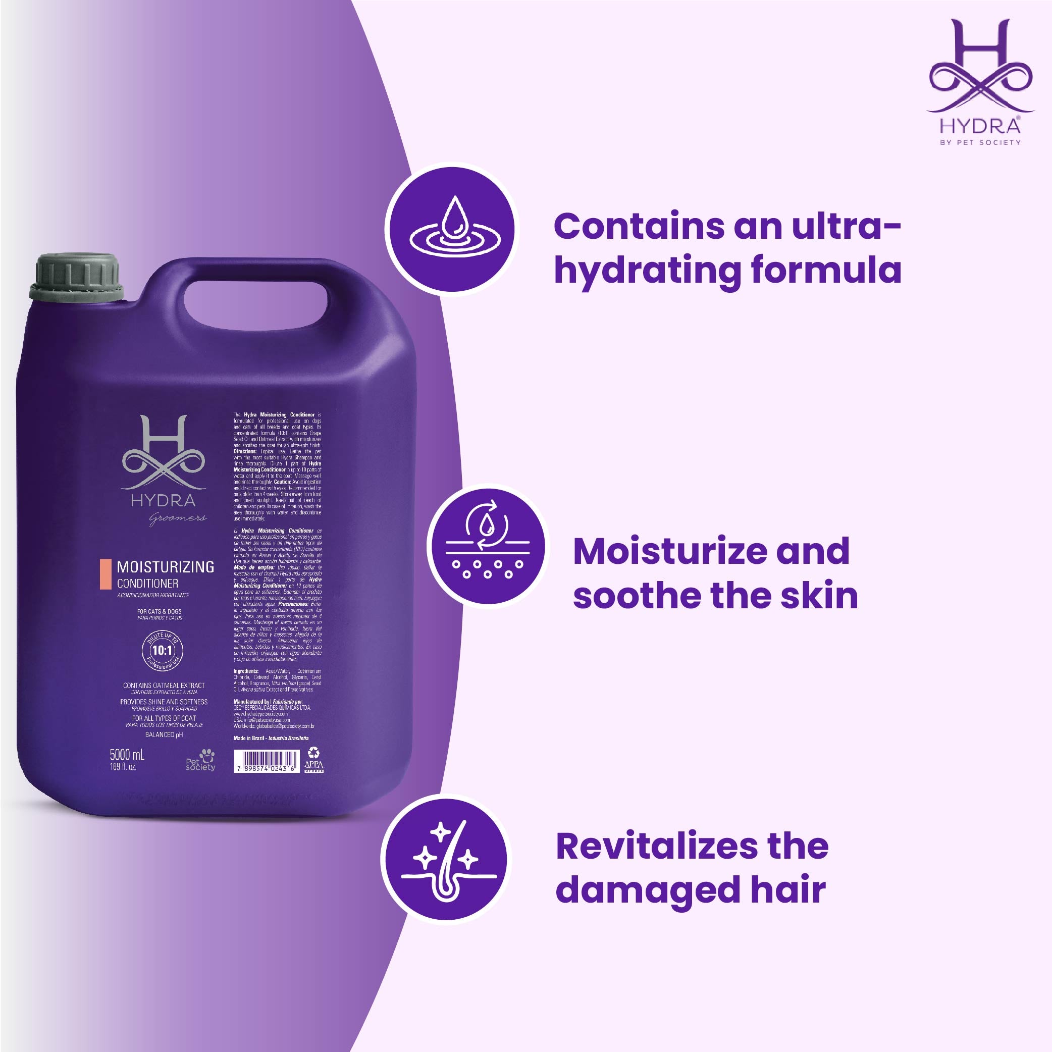 Hydra Professional Moisturizing Conditioner for Pets, 5 liter