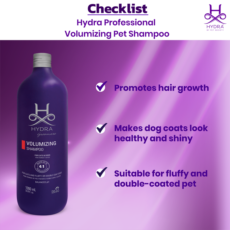 Hydra Professional Volumizing Pet Shampoo For Dense Coats With Keratin and Wheat Protein, 1 liter