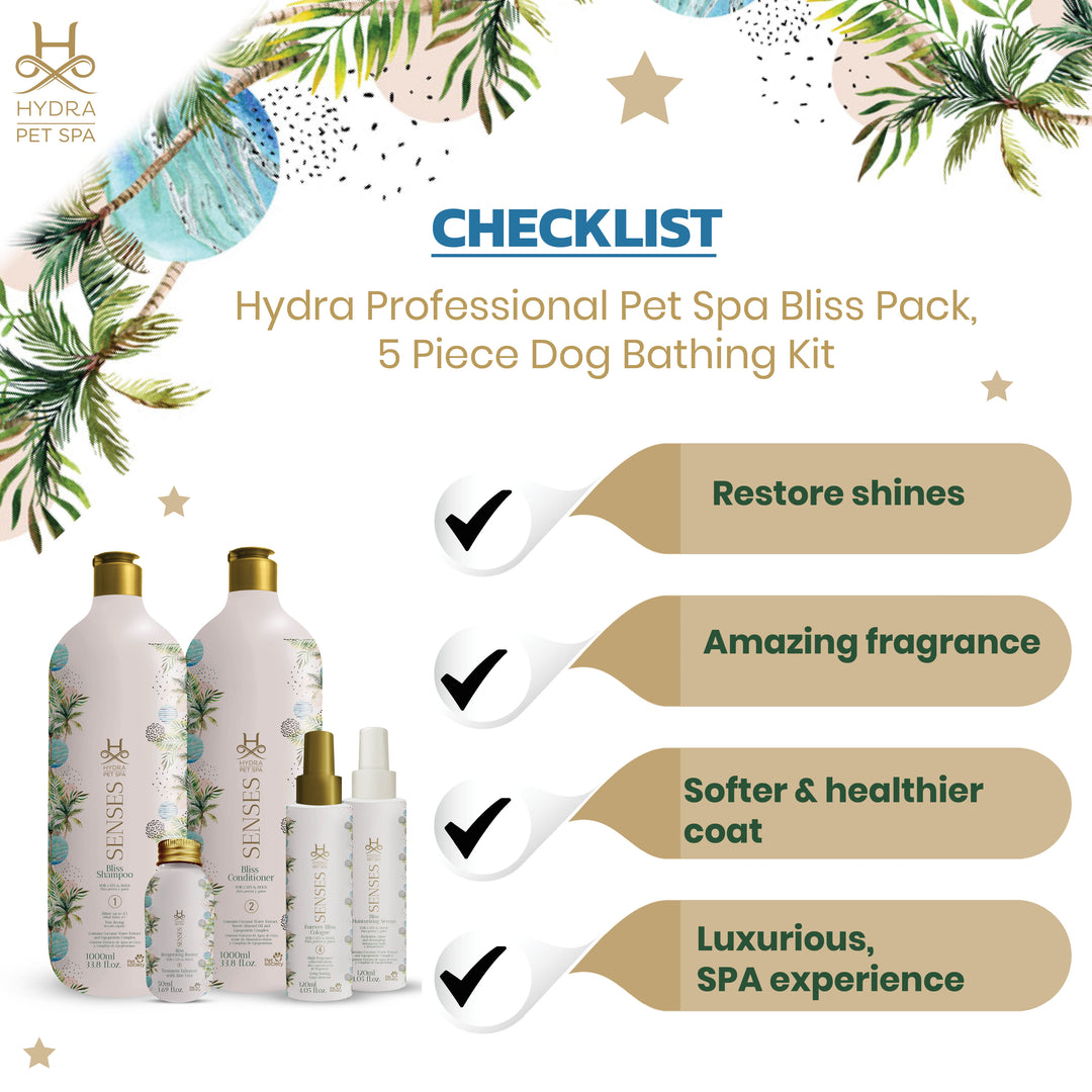 Hydra Spa Senses Bliss Pack of 5  Dog Bathing Kit