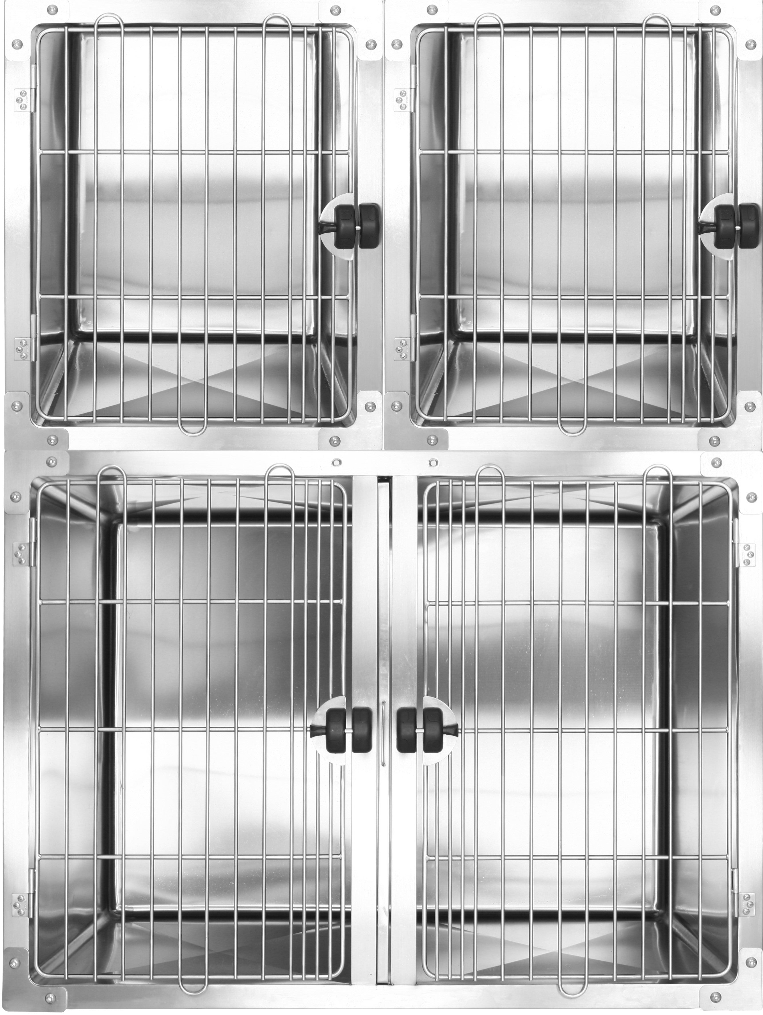 Aeolus Stainless Steel Round Corner Modular Cage-Two-Tier (1L + 2M) with drainage system