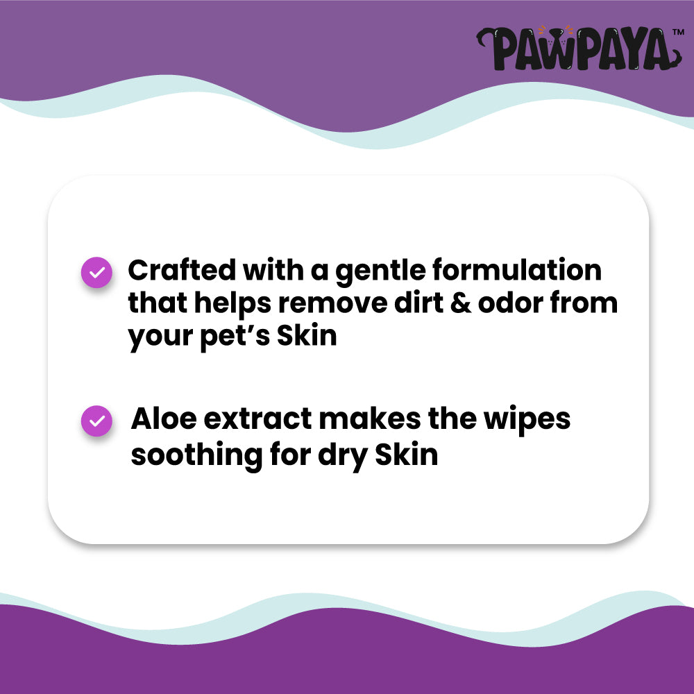 Pawpaya Pet Ear Wipes Made for All Cats and Dogs | 25 Wipes