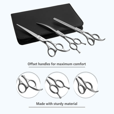 Trimz Trendy Dog Trimming Scissors Kit, 7" - Sparkling Silver