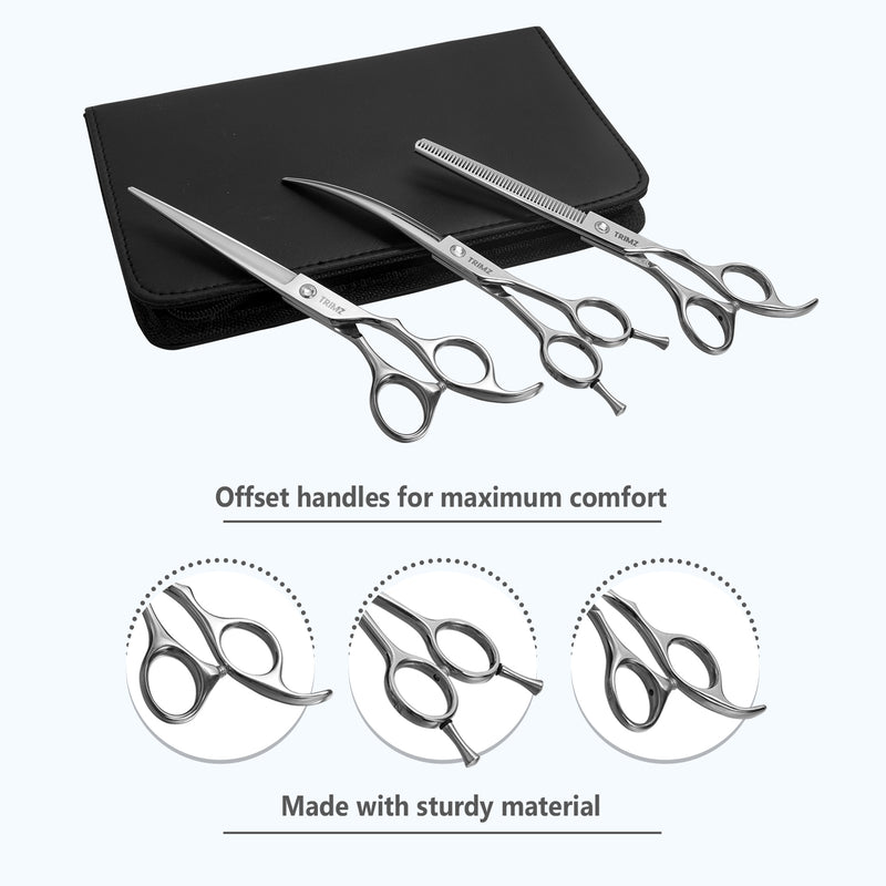 Trimz Trendy Dog Trimming Scissors Kit, 7" - Sparkling Silver
