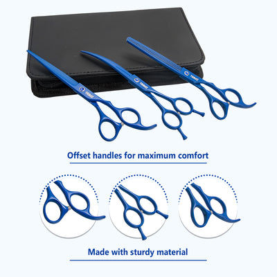 Trimz Trendy Dog Trimming Scissors Kit, 7" - Royal Blue