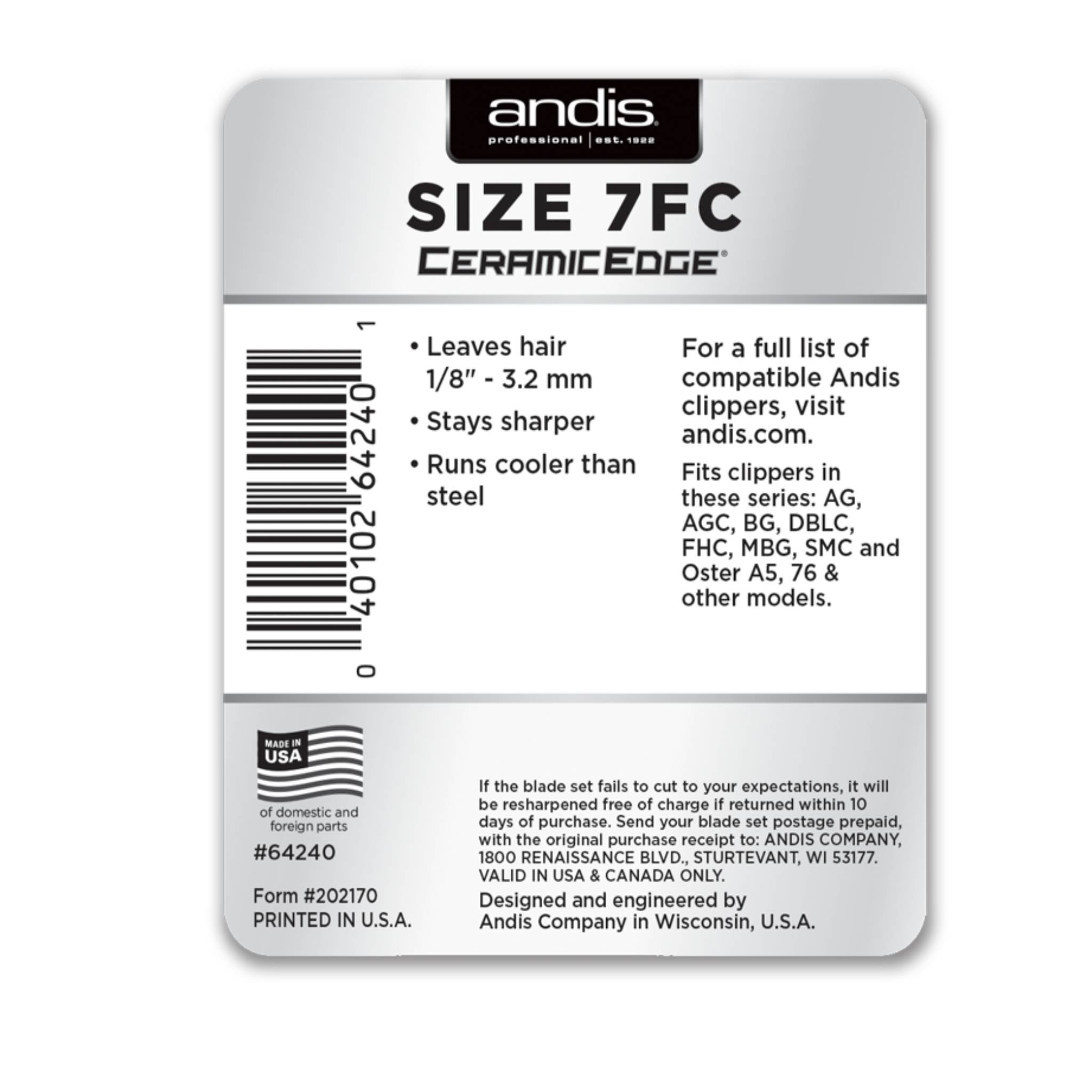 Andis CeramicEdge Blade Size 7FC Pack of 2