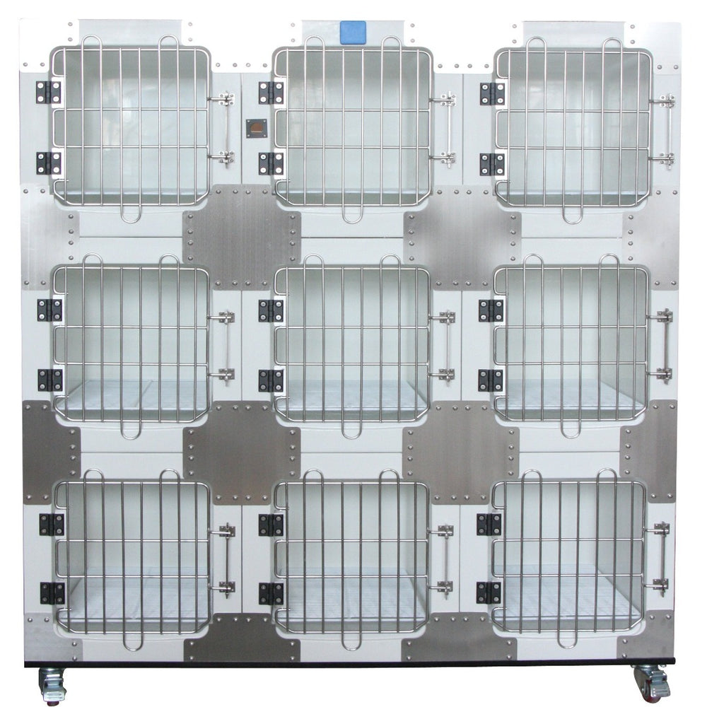 Fiberglass Round Corner Modular Cage with Stainless Steel Door - ABK Grooming