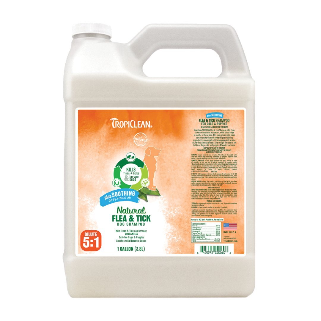 Natural Flea & Tick Shampoo Plus Soothing Gallon, 3.8 litres - ABK Grooming