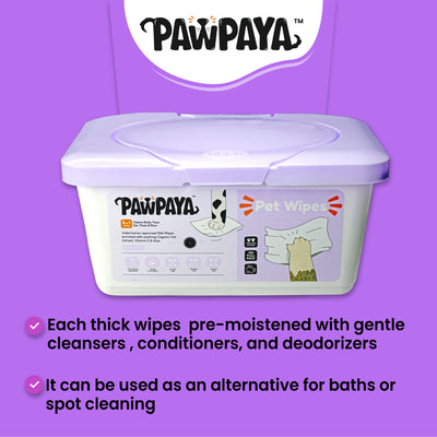 Pawpaya Pet Wipes Made for All Cats and Dogs | 100 Pack Tub
