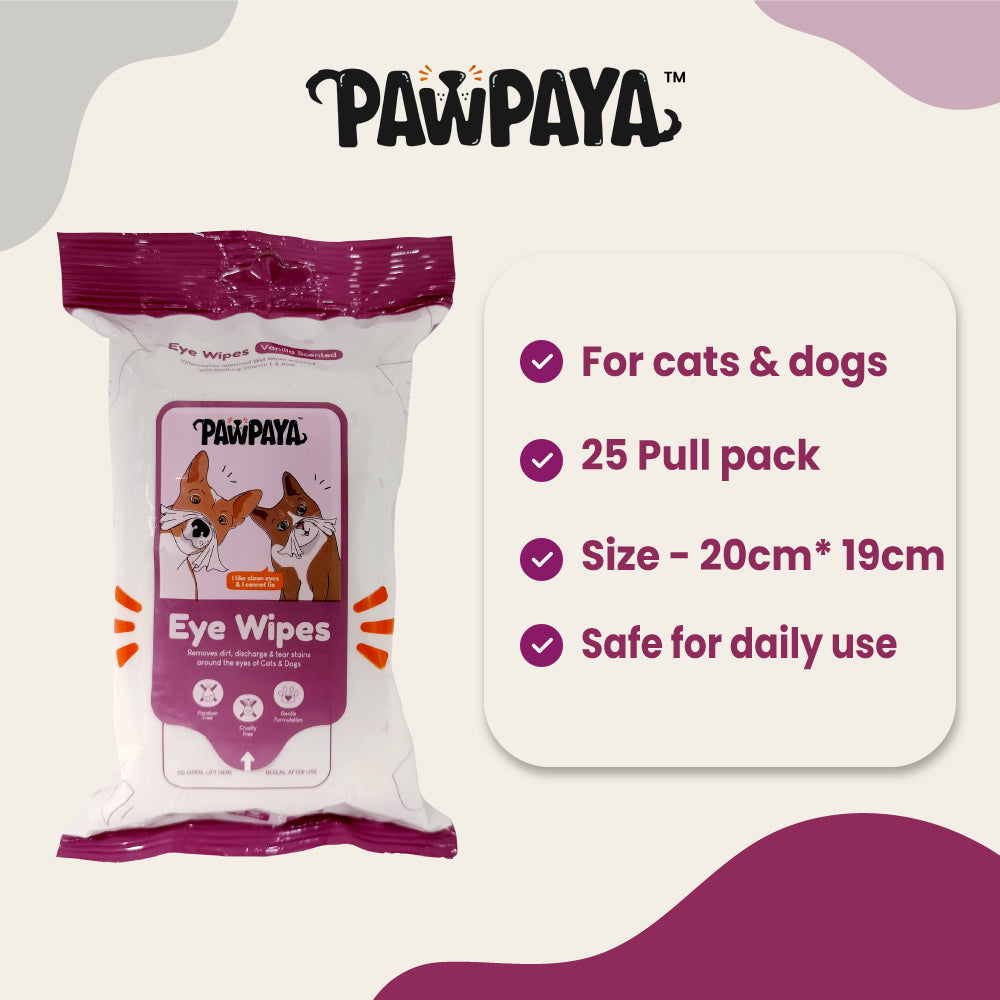 Pawpaya Pet Eye Wipes Made for All Cats and Dogs | 25 Wipes